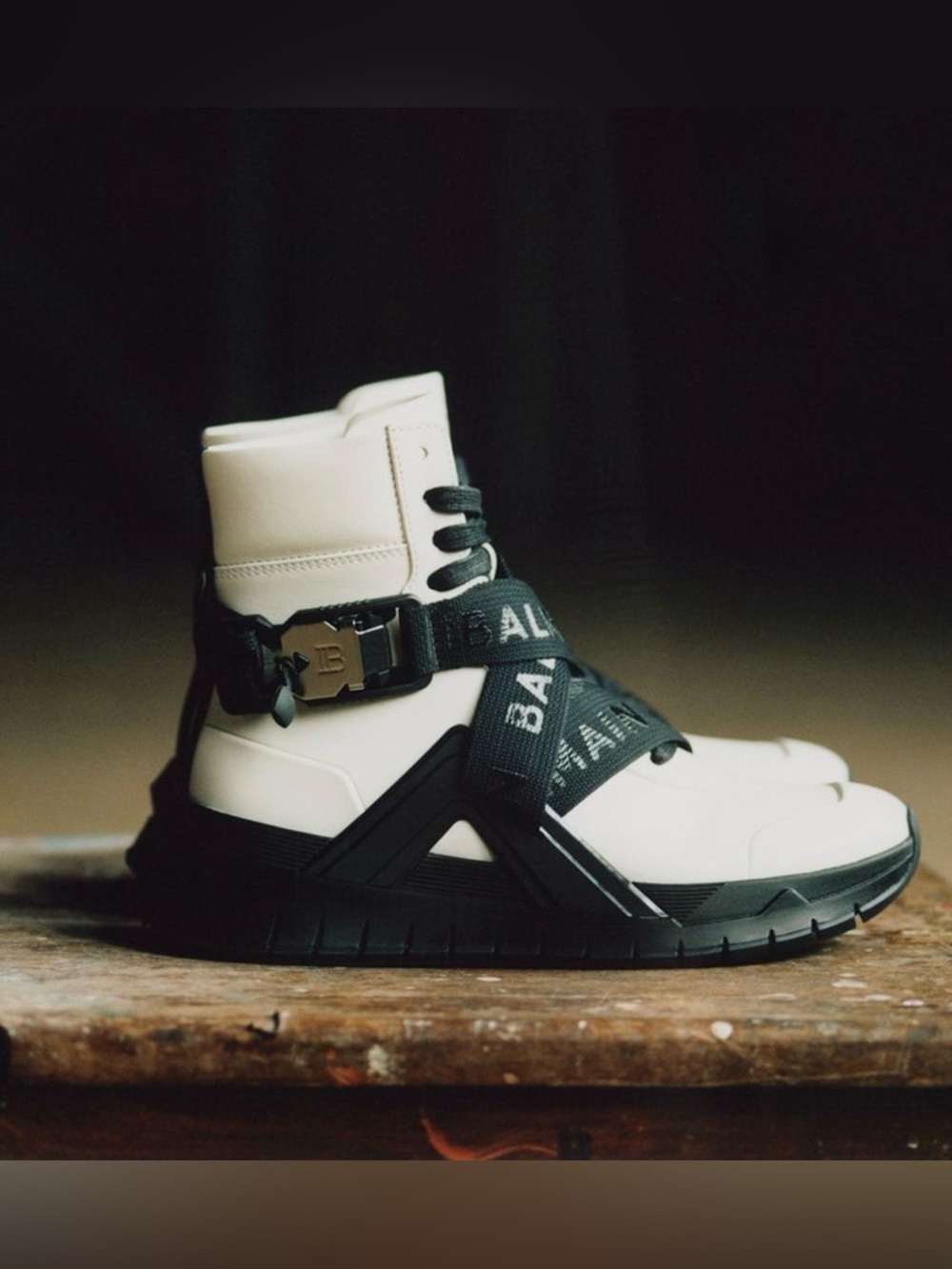 Balmain Paris B Troop Hi-Top Leather Sneakers Logo Strap Luxury Shoes Streetwear